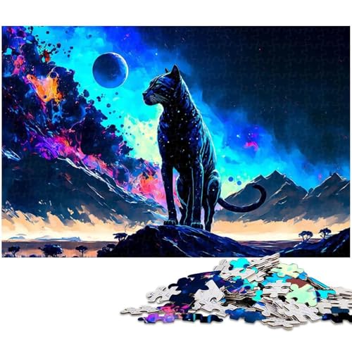 Puzzle 1000 Teile Neon Panther Puzzle für Erwachsene Holzpuzzle Spielzeug Wanddekoration 1000 Teile (75 x 50 cm) von zouxangzz