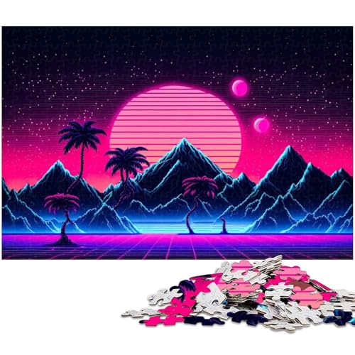 Puzzle 1000 Teile Neonlandschaft Puzzle für Erwachsene Holzpuzzle Spielzeug Wanddekoration 1000 Teile (75 x 50 cm) von zouxangzz
