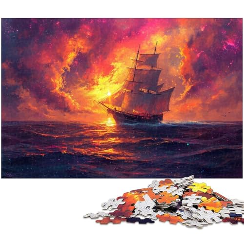 Puzzle 1000 Teile Ölgemälde Boot Puzzle für Erwachsene Holzpuzzle Spielzeug Wanddekoration (Größe 75 x 50 cm) von zouxangzz