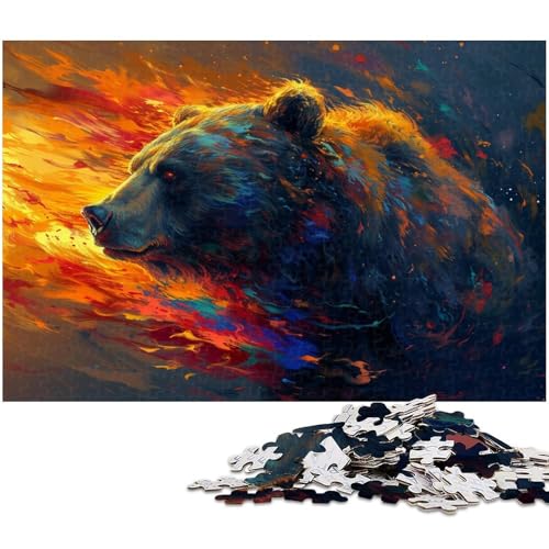 Puzzle 1000 Teile Ölgemälde Braunbär Puzzle für Erwachsene Papierpuzzle Spielzeug Wanddekoration (Größe 38 x 26 cm) von zouxangzz