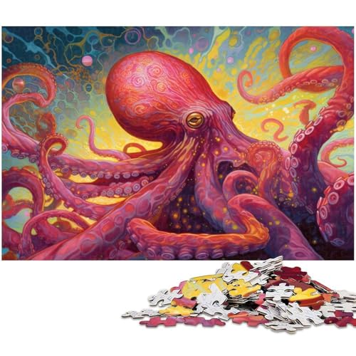 Puzzle 1000 Teile Oktopus Kraken Puzzle für Erwachsene Holzpuzzle Spielzeug Wanddekoration (Größe 75 x 50 cm) von zouxangzz