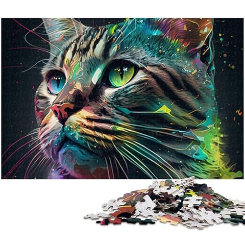 Puzzle 1000 Teile Porträt Einer schönen Katze Puzzle für Erwachsene Holzpuzzle Spielzeug Wanddekoration (Größe 75 x 50 cm) von zouxangzz