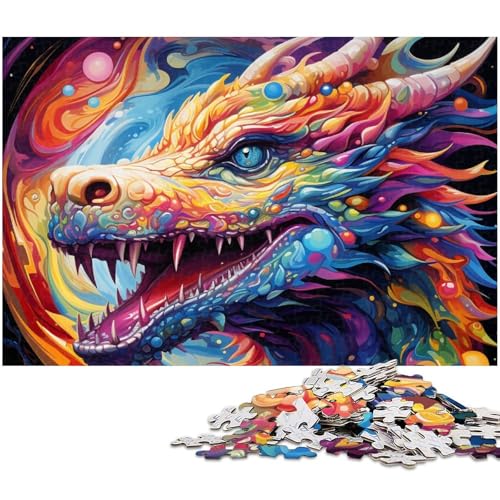 Puzzle 1000 Teile Psychedelic Art Dragon Puzzle für Erwachsene Holzpuzzle Spielzeug Wanddekoration (Größe 75 x 50 cm) von zouxangzz