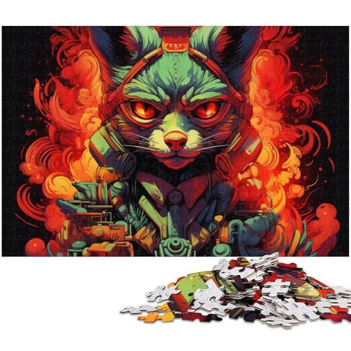 Puzzle 1000 Teile Psychedelic Fox Puzzle für Erwachsene Holzpuzzle Spielzeug Wanddekoration (Größe 75 x 50 cm) von zouxangzz