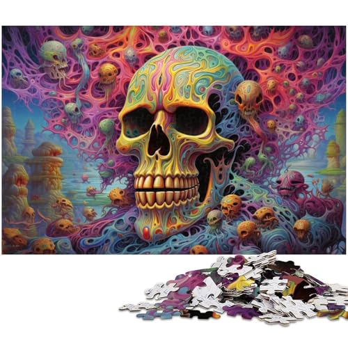 Puzzle 1000 Teile Psychedelische Skelettwelt Puzzle für Erwachsene Holzpuzzle Spielzeug Wanddekoration 1000 Teile (75 x 50 cm) von zouxangzz