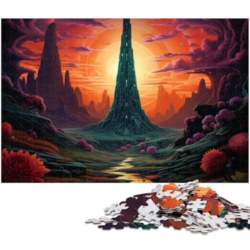 Puzzle 1000 Teile Psychedelischer Obelisk Puzzle für Erwachsene Holzpuzzle Spielzeug Wanddekoration (Größe 75 x 50 cm) von zouxangzz