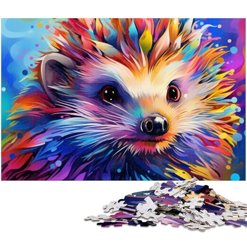 Puzzle 1000 Teile Psychedelisches Igel Puzzle für Erwachsene Holzpuzzle Spielzeug Wanddekoration (Größe 75 x 50 cm) von zouxangzz