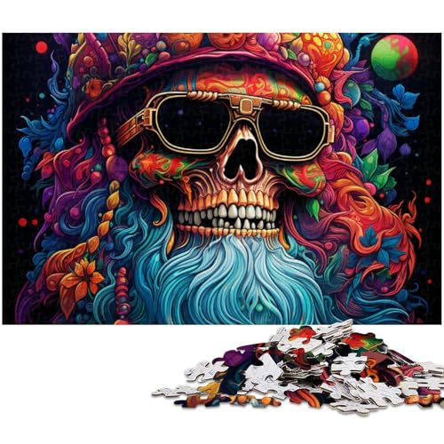 Puzzle 1000 Teile Psychedelisches Weihnachtsmann Skelett Puzzle für Erwachsene Holzpuzzle Spielzeug Wanddekoration (Größe 75 x 50 cm) von zouxangzz
