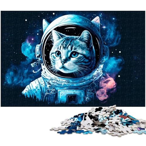 Puzzle 1000 Teile Schöne Katze ins Weltall Puzzle für Erwachsene Holzpuzzle Spielzeug Wanddekoration (Größe 75 x 50 cm) von zouxangzz