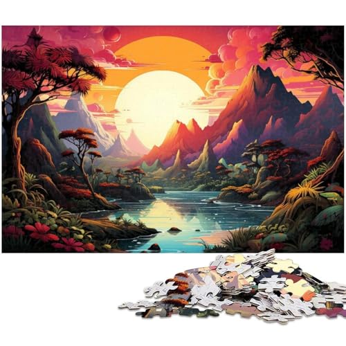 Puzzle 1000 Teile Schöne Sonnenuntergangslandschaft Puzzle für Erwachsene Papierpuzzle Spielzeug Wanddekoration 1000 Teile (38 x 26 cm) von zouxangzz