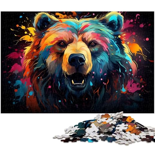 Puzzle 1000 Teile Schwarzer Bär Puzzle für Erwachsene Holzpuzzle Spielzeug Wanddekoration 1000 Teile (75 x 50 cm) von zouxangzz