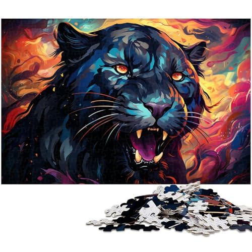 Puzzle 1000 Teile Schwarzer Panther Tierpuzzle für Erwachsene Holzpuzzle Spielzeug Wanddekoration 1000 Teile (75 x 50 cm) von zouxangzz