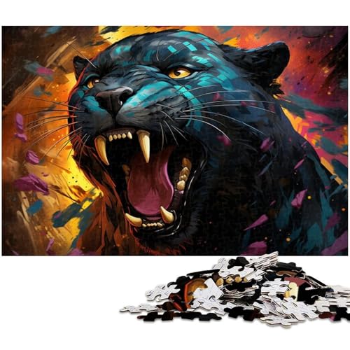 Puzzle 1000 Teile Schwarzer Panther Tierpuzzle für Erwachsene Papierpuzzle Spielzeug Wanddekoration 1000 Teile (38 x 26 cm) von zouxangzz
