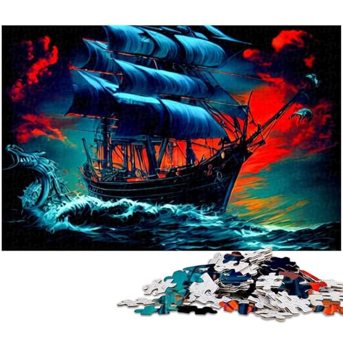 Puzzle 1000 Teile Segel Piratenschiff Puzzle für Erwachsene Papierpuzzle Spielzeug Wanddekoration (Größe 38 x 26 cm) von zouxangzz
