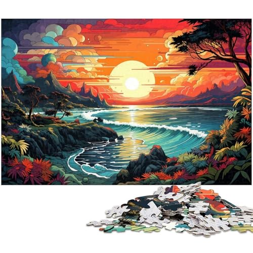 Puzzle 1000 Teile Sonnenuntergangsstrand Puzzle für Erwachsene Papierpuzzle Spielzeug Wanddekoration 1000 Teile (38 x 26 cm) von zouxangzz