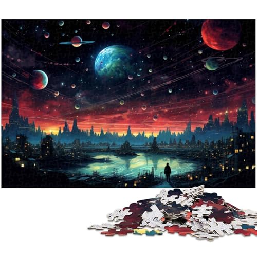 Puzzle 1000 Teile Städte der Zukunft auf der Erde Puzzle für Erwachsene Holzpuzzle Spielzeug Wanddekoration 1000 Teile (75 x 50 cm) von zouxangzz