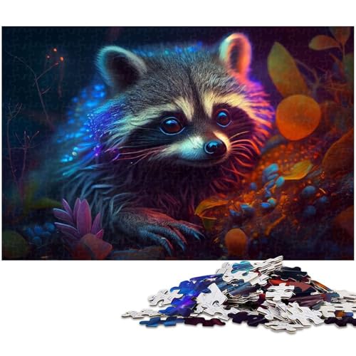 Puzzle 1000 Teile Tier Waschbären Puzzle für Erwachsene Papierpuzzle Spielzeug Wanddekoration 1000 Teile (38 x 26 cm) von zouxangzz