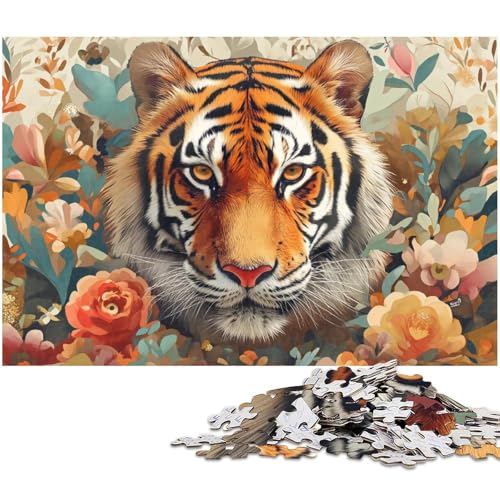 Puzzle 1000 Teile Tiger Puzzle für Erwachsene Papierpuzzle Spielzeug Wanddekoration (Größe 38 x 26 cm) von zouxangzz
