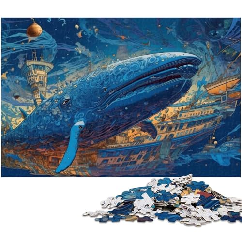 Puzzle 1000 Teile Wal vs Fischer Puzzle für Erwachsene Holzpuzzle Spielzeug Wanddekoration (Größe 75 x 50 cm) von zouxangzz