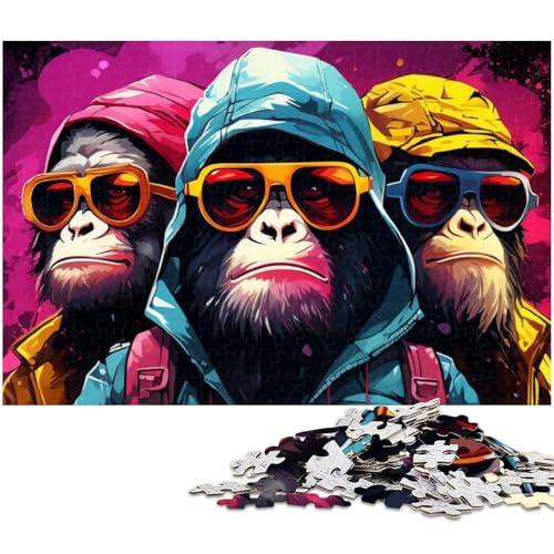 Puzzle 1000 Teile buntes Affenpuzzle für Erwachsene Papierpuzzle Spielzeug Wanddekoration (Größe 38 x 26 cm) von zouxangzz