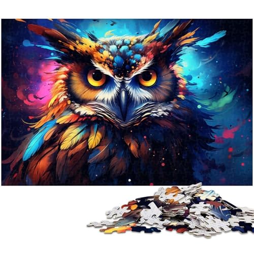 Puzzle 1000 Teile buntes Eulen Puzzle für Erwachsene Holzpuzzle Spielzeug Wanddekoration 1000 Teile (75 x 50 cm) von zouxangzz