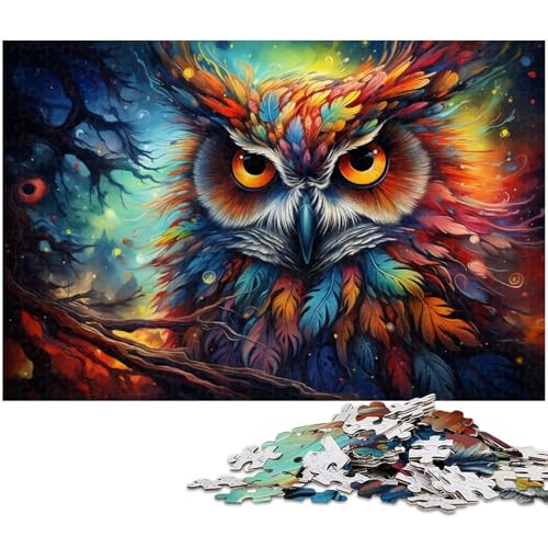 Puzzle 1000 Teile buntes Fantasie Eulen Kunstpuzzle für Erwachsene Holzpuzzle Spielzeug Wanddekoration 1000 Teile (75 x 50 cm) von zouxangzz