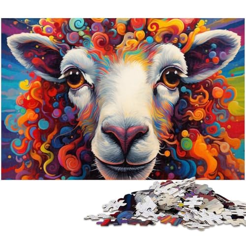 Puzzle 1000 Teile buntes Graffiti Schaf Puzzle für Erwachsene Holzpuzzle Spielzeug Wanddekoration (Größe 75 x 50 cm) von zouxangzz