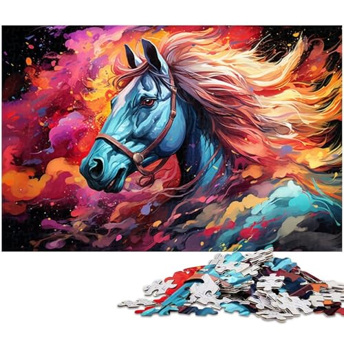 Puzzle 1000 Teile buntes Kunst Pferde Puzzle für Erwachsene Holzpuzzle Spielzeug Wanddekoration 1000 Teile (75 x 50 cm) von zouxangzz