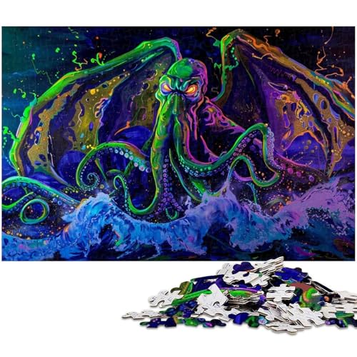 Puzzle 1000 Teile buntes Oktopus Puzzle für Erwachsene Holzpuzzle Spielzeug Wanddekoration (Größe 75 x 50 cm) von zouxangzz