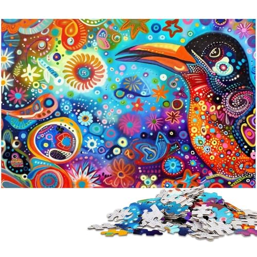 Puzzle 1000 Teile buntes Spatzen Puzzle für Erwachsene Papierpuzzle Spielzeug Wanddekoration (Größe 38 x 26 cm) von zouxangzz