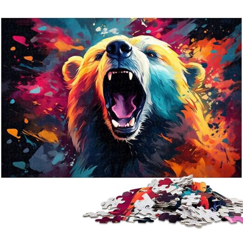 Puzzle 1000 Teile buntes psychedelisches Bären Puzzle für Erwachsene Holzpuzzle Spielzeug Wanddekoration 1000 Teile (75 x 50 cm) von zouxangzz