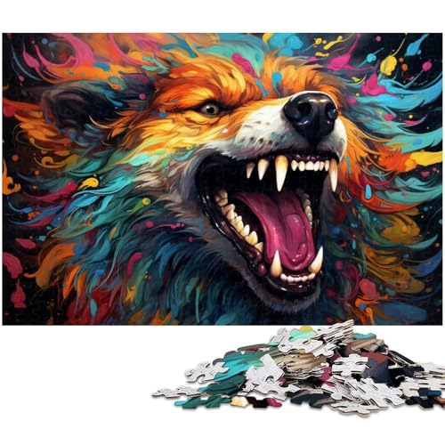 Puzzle 1000 Teile buntes psychedelisches Hundepuzzle für Erwachsene Holzpuzzle Spielzeug Wanddekoration 1000 Teile (75 x 50 cm) von zouxangzz
