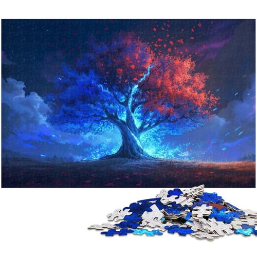 Puzzle 1000 Teile farbenfrohes Lebensbaum Puzzle für Erwachsene Holzpuzzle Spielzeug Wanddekoration (Größe 75 x 50 cm) von zouxangzz
