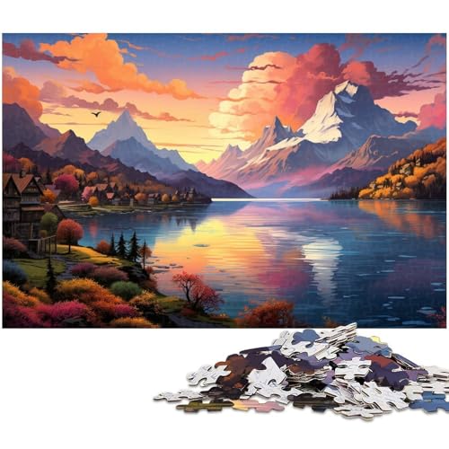 Puzzle 1000 Teile farbenfrohes wunderschönes Landschaftskunst Puzzle für Erwachsene Holzpuzzle Spielzeug Wanddekoration 1000 Teile (75 x 50 cm) von zouxangzz