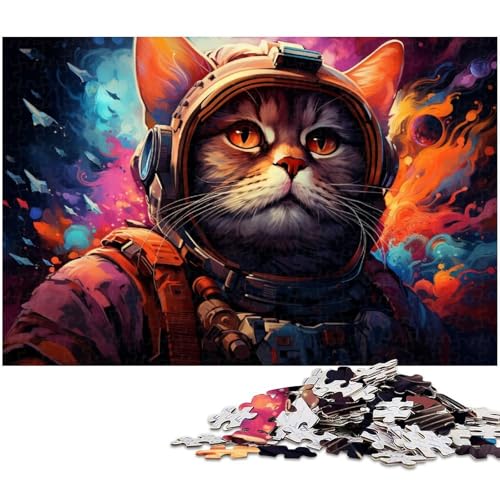 Puzzle 1000 Teile für Erwachsene Astronaut_Cat anspruchsvolles schwieriges Puzzle EIN Kunstwerk für Jugendliche ab 14 Jahren 1000 Teile (75 x 50 cm) von zouxangzz
