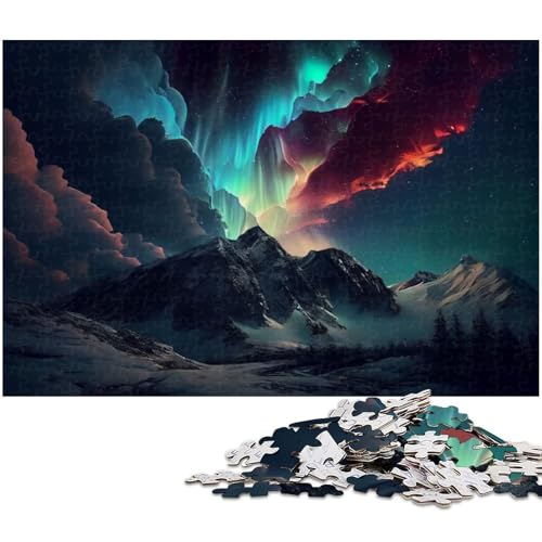 Puzzle 1000 Teile für Erwachsene Aurora Borealis Lernspiele Weihnachts und Geburtstagsgeschenke für Teenager ab 14 Jahren 1000 Teile (38 x 26 cm) von zouxangzz