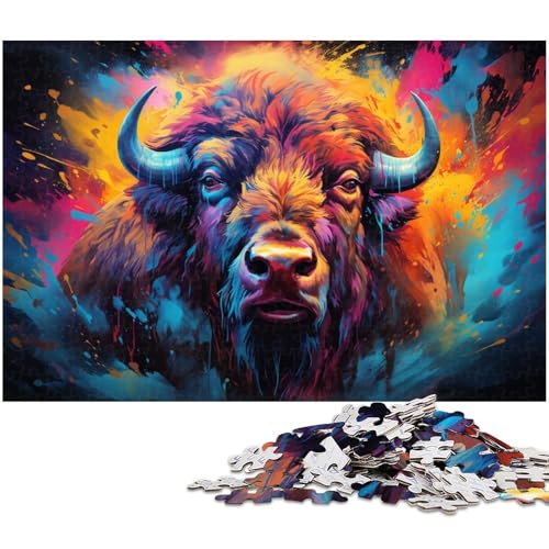 Puzzle 1000 Teile für Erwachsene Bison Puzzle Wanddekoration Geburtstagsgeschenk Wandkunst 1000 PCS (75 x 50 cm) von zouxangzz