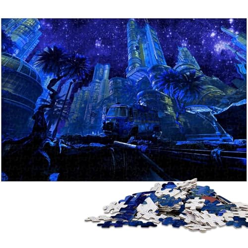 Puzzle 1000 Teile für Erwachsene Blauer Sternenhimmel Lernspiele Weihnachts und Geburtstagsgeschenke für Teenager ab 14 Jahren (Größe 75 x 50 cm) von zouxangzz