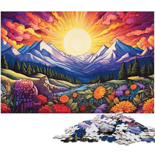 Puzzle 1000 Teile für Erwachsene Bunte Blumen und Berge Puzzle praktisches Spiel ideal für Teenager ab 14 Jahren 1000 Teile (38 x 26 cm) von zouxangzz