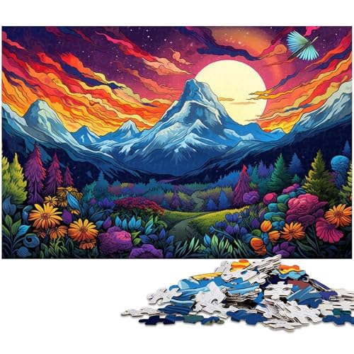 Puzzle 1000 Teile für Erwachsene Bunte Blumen und Berge Puzzle praktisches Spiel ideal für Teenager ab 14 Jahren 1000 Teile (38 x 26 cm) von zouxangzz