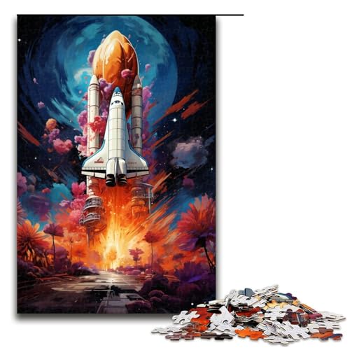 Puzzle 1000 Teile für Erwachsene Bunte Psychedelia des Raumschiffs Puzzle zum Anfassen Einzigartige Heimdekoration und Geschenke 75 x 50 cm von zouxangzz