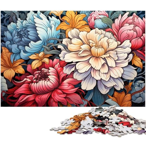 Puzzle 1000 Teile für Erwachsene Bunte künstlerische Blumen Lernspiele Weihnachts und Geburtstagsgeschenke für Teenager ab 14 Jahren 1000 PCS (75 x 50 cm) von zouxangzz