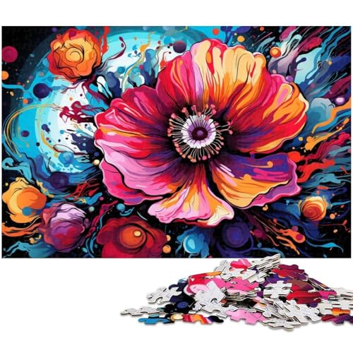 Puzzle 1000 Teile für Erwachsene Bunte psychedelische Blumen Lernspiele Weihnachts und Geburtstagsgeschenke für Teenager ab 14 Jahren 1000 Teile (38 x 26 cm) von zouxangzz