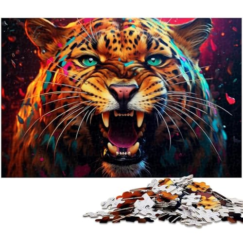 Puzzle 1000 Teile für Erwachsene Bunter Dschungelleopard Herausforderndes Schwieriges Puzzle EIN Kunstwerk für Jugendliche ab 14 Jahren 1000 PCS (38x26cm) von zouxangzz