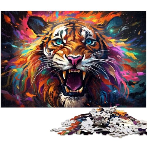 Puzzle 1000 Teile für Erwachsene Bunter Feuertiger Puzzle Wanddekoration tolles Geschenk für Teenager ab 14 Jahren 1000 PCS (38 x 26 cm) von zouxangzz