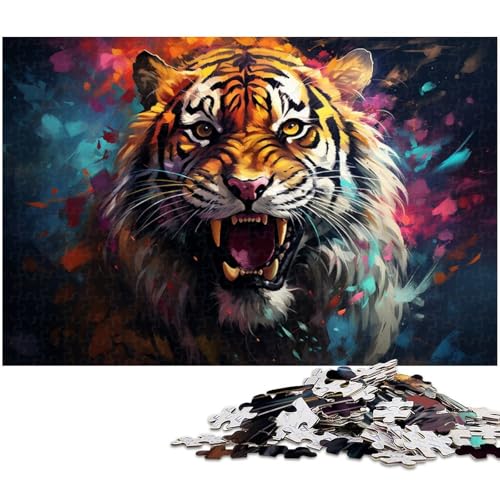 Puzzle 1000 Teile für Erwachsene Bunter Feuertiger Puzzle Wanddekoration tolles Geschenk für Teenager ab 14 Jahren 1000 PCS (75x50cm) von zouxangzz