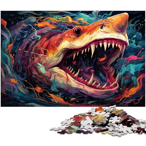 Puzzle 1000 Teile für Erwachsene Das Wilde Megalodon Puzzle Lernspiele Weihnachts und Geburtstagsgeschenke für Teenager ab 14 Jahren 1000 Teile (38 x 26 cm) von zouxangzz
