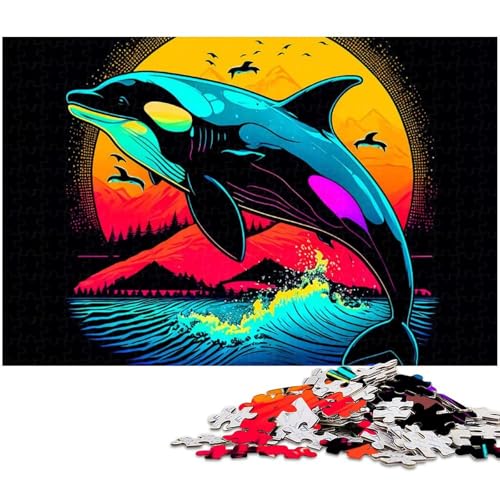 Puzzle 1000 Teile für Erwachsene Delfin Puzzle Lernspiele Weihnachts und Geburtstagsgeschenke für Teenager ab 14 Jahren (Größe 75 x 50 cm) von zouxangzz
