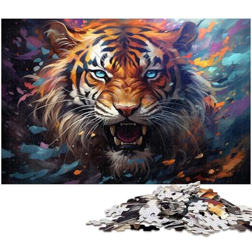 Puzzle 1000 Teile für Erwachsene Die farbenfrohe Psychedelia des geheimnisvollen Tigers Lernspiele Weihnachts und Geburtstagsgeschenke für Teenager ab 14 Jahren 1000 Teile (38 x 26 cm) von zouxangzz