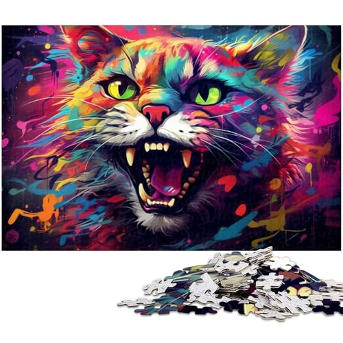 Puzzle 1000 Teile für Erwachsene Eine wütende Katze Puzzle Wanddekoration tolles Geschenk für und Teenager ab 14 Jahren 1000 PCS (75x50cm) von zouxangzz